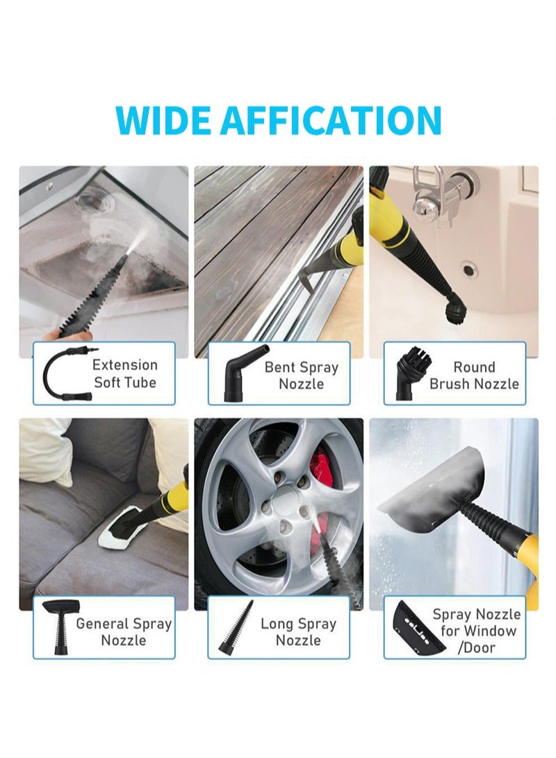 منظف ​​بخاري محمول باليد بقوة 1000 واط متعدد الوظائف ودرجة حرارة عالية مع 9 قطع من الملحقات مناسب للمطبخ والأريكة والحمام والنافذة - Image 5