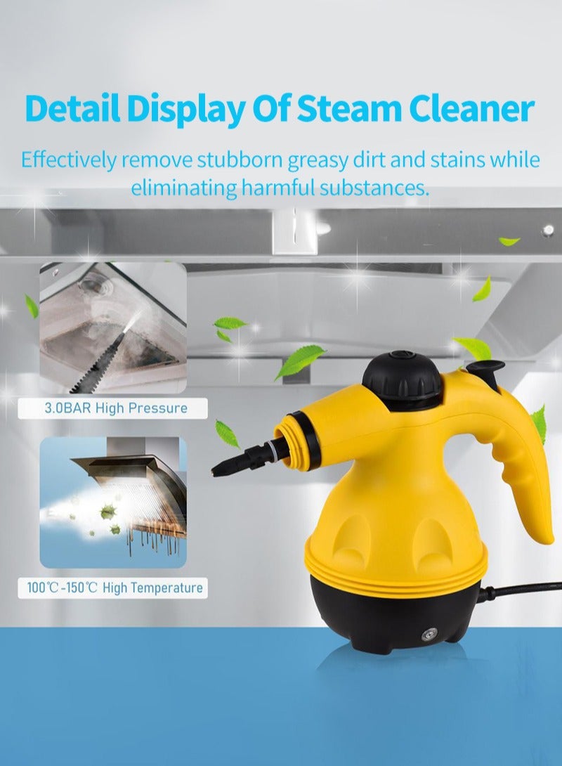 ACHAS Portable Handheld Steam Cleaner 1000w Multifunctional High Temperature With 9 Pieces Accessories Suitable For Kitchen Sofa Bathroom Window - Image 5