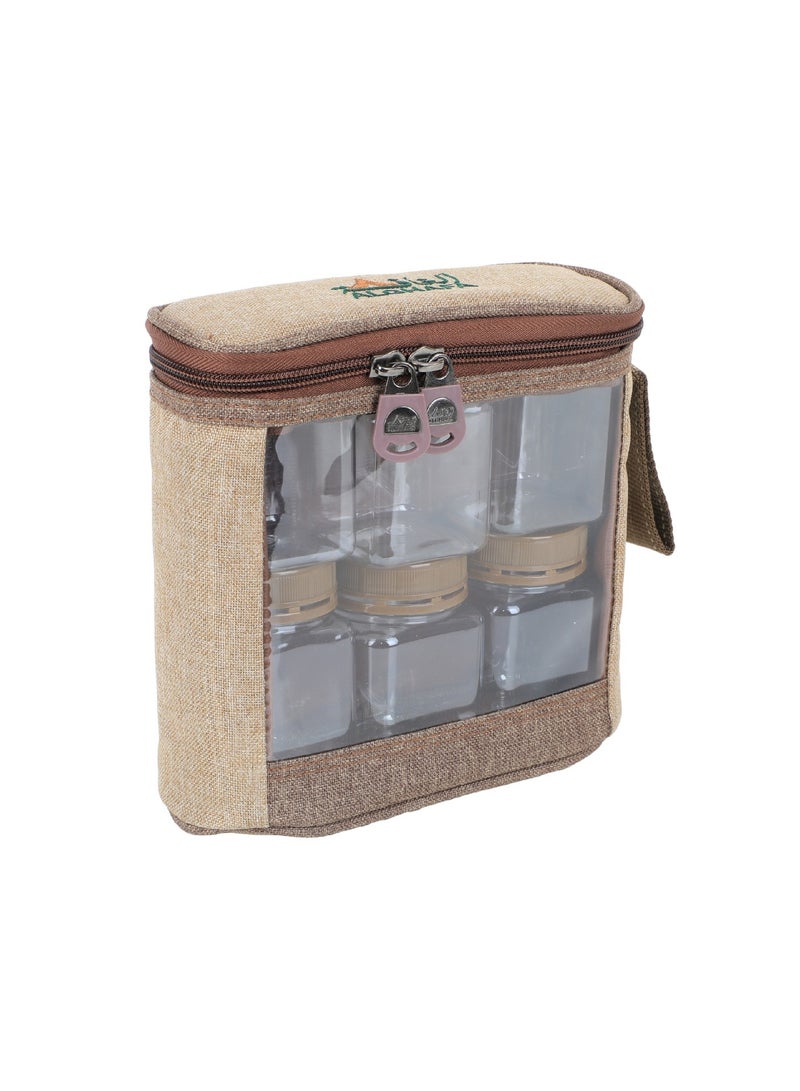 الغافة شنطة علب بهارات ,عدد 6قطع , سعة 200 ملي, لون خشبي , من  الغافة - Image 3