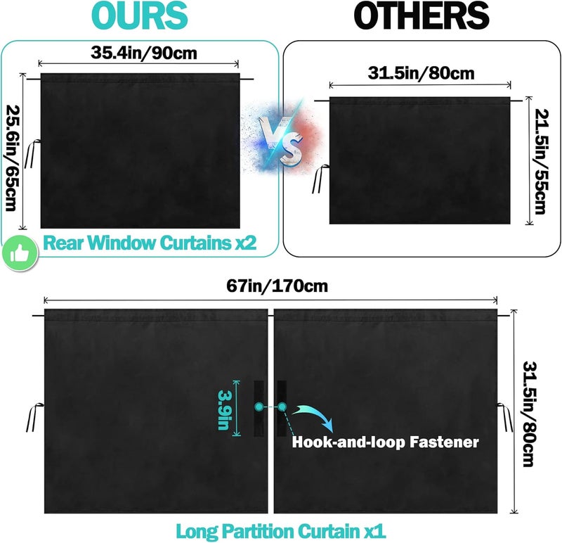 VANPET Oversized Car Curtains 3-Piece Set - Image 2