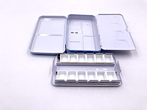 Aliotech Travel Artist Empty Watercolor Tins Box Palette Paint Case,Small Colorful Tin with 12 Pcs Half Pans (Fog Blue) - Image 3