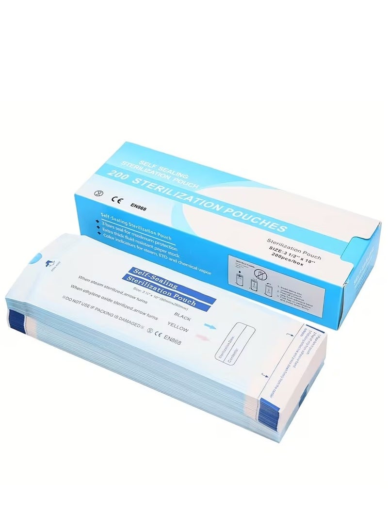 HK Pack Of 2 (400pc) Piece Self Sealing Sterilization Pouch White/Blue 90mmx260mm Small - Image 1