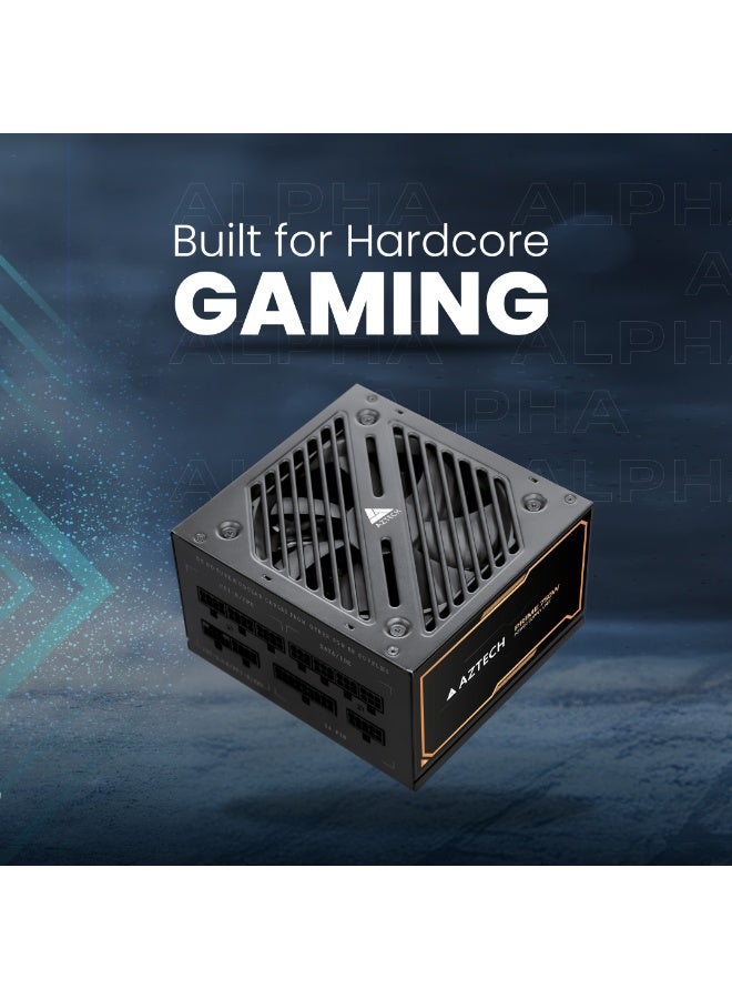 Aztech مزود طاقة PRIME 750W 80 Plus Bronze ATX 3.1 & PCIe 5.1 جاهز بالكامل مع مروحة هجينة فائقة الهدوء PSU 120 مم، مكثفات يابانية 100% 105°C، تحكم في الضوضاء ZERO RPM مزود طاقة RTX 40 و Ryzen و Intel - Image 5