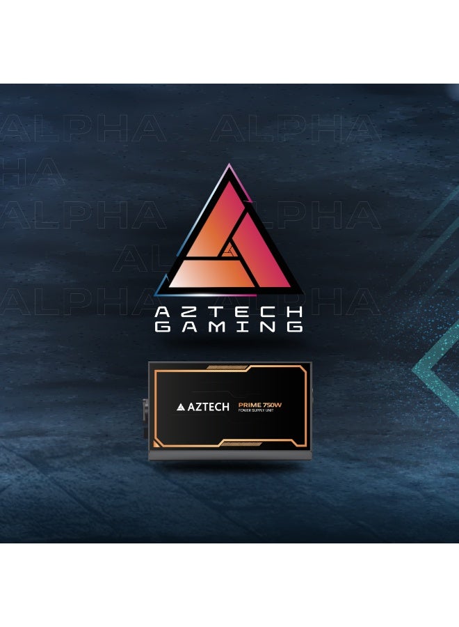 Aztech مزود طاقة PRIME 750W 80 Plus Bronze ATX 3.1 & PCIe 5.1 جاهز بالكامل مع مروحة هجينة فائقة الهدوء PSU 120 مم، مكثفات يابانية 100% 105°C، تحكم في الضوضاء ZERO RPM مزود طاقة RTX 40 و Ryzen و Intel - Image 2