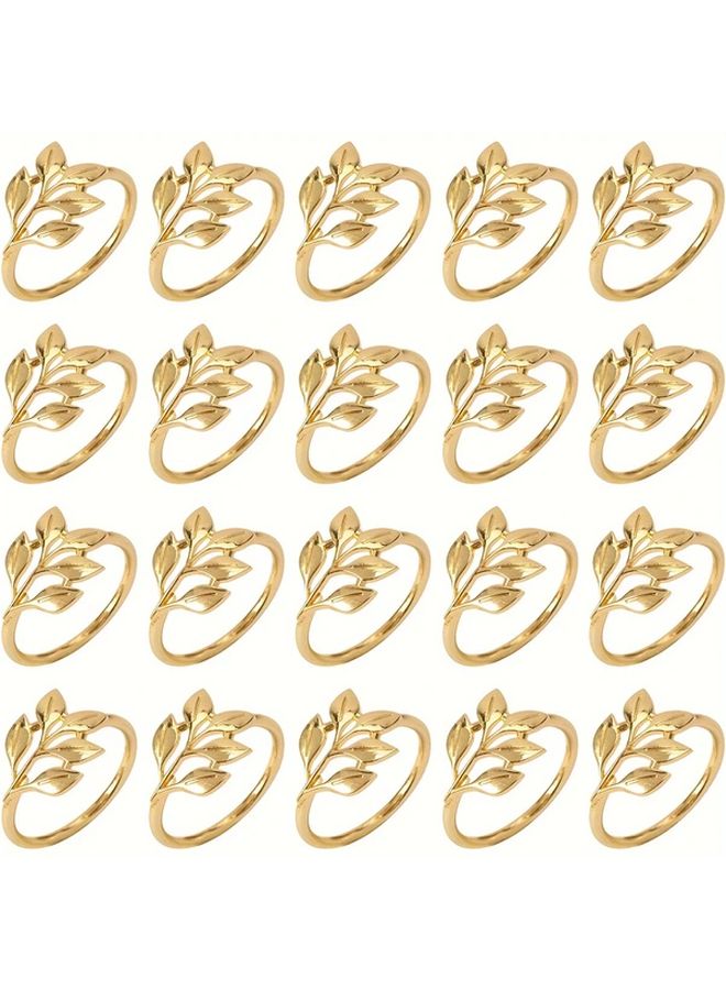 20 قطعة من حلقات المناديل الذهبية، ديكور طاولة فاخر قابل لإعادة التدوير لحفلات الزفاف - Image 1