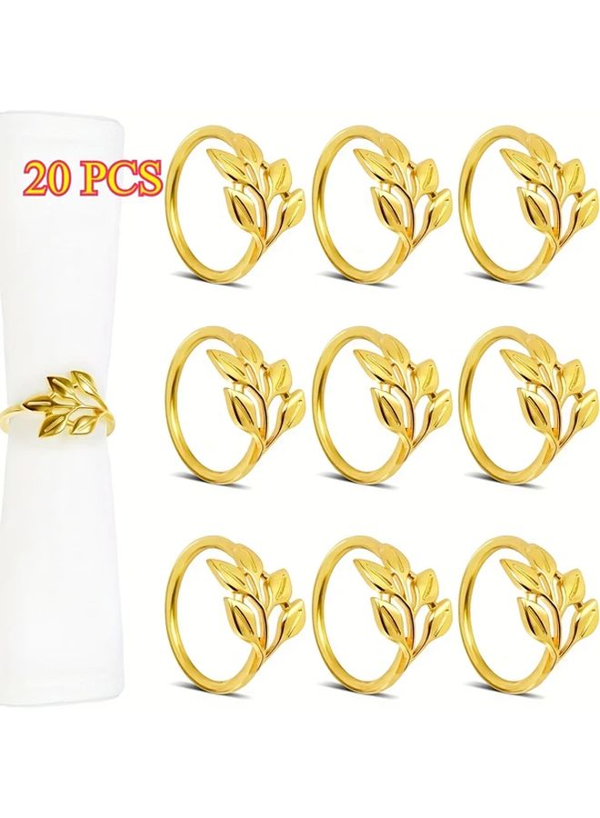 20 قطعة من حلقات المناديل الذهبية، ديكور طاولة فاخر قابل لإعادة التدوير لحفلات الزفاف - Image 2