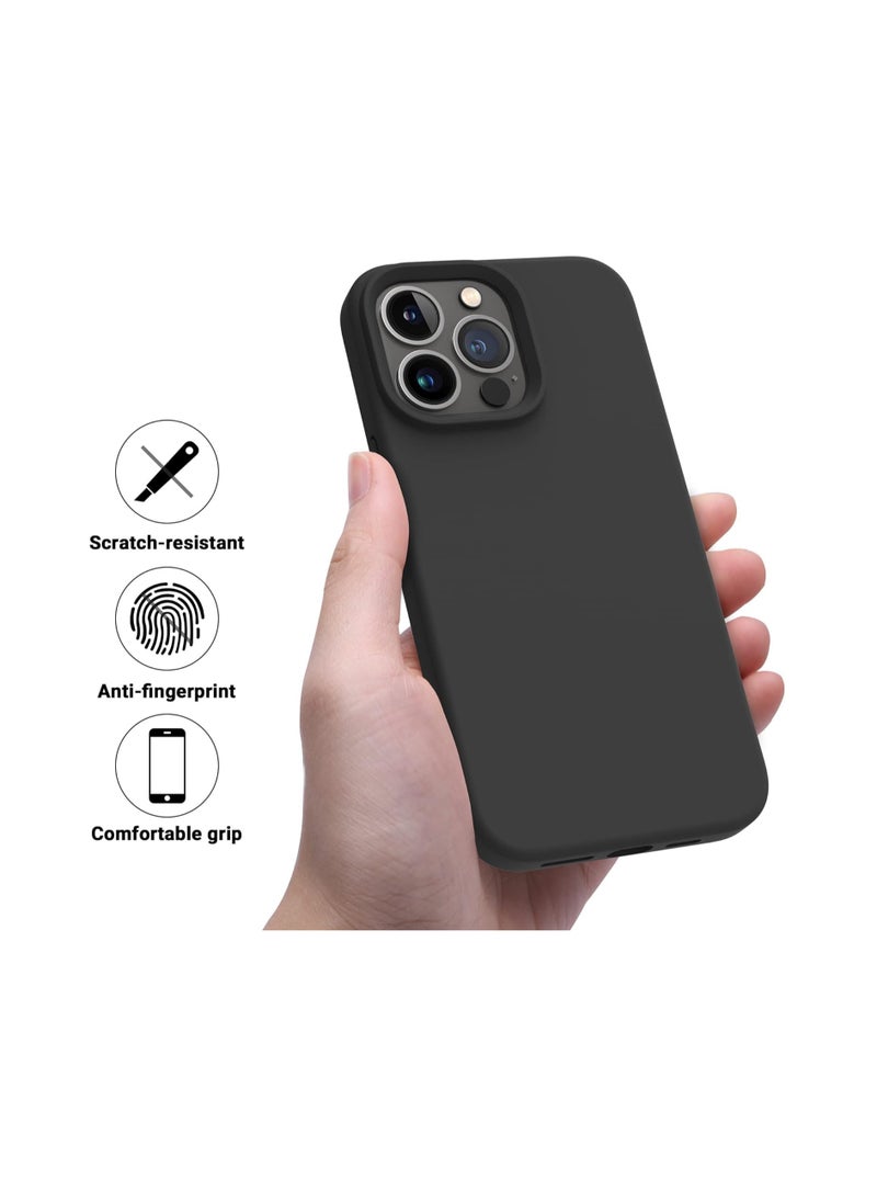 Generic - Compatible with iPhone 13 Pro (6.1 Inch) Case, Liquid Silicone Case, Full Body Protective Cover, Shockproof, Slim Phone Case, Anti-Scratch Soft Microfiber Lining - Black - Image 1