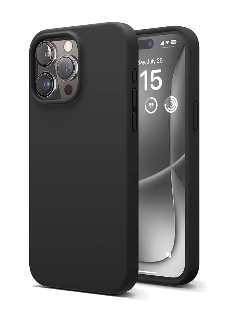Generic - Compatible with iPhone 13 Pro (6.1 Inch) Case, Liquid Silicone Case, Full Body Protective Cover, Shockproof, Slim Phone Case, Anti-Scratch Soft Microfiber Lining - Black - Image 1