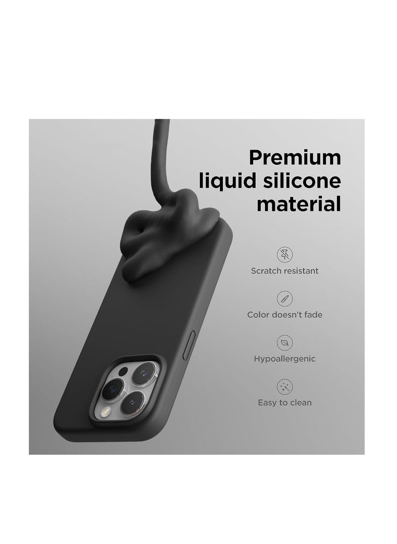 Generic - Compatible with iPhone 13 Pro (6.1 Inch) Case, Liquid Silicone Case, Full Body Protective Cover, Shockproof, Slim Phone Case, Anti-Scratch Soft Microfiber Lining - Black - Image 1