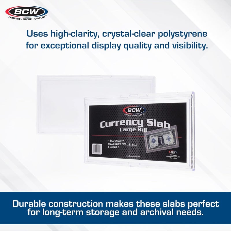 BCW Deluxe Large Bill Slab Currency Holder | Archival Quality | Crystal-Clear Hard Plastic Money Envelopes | Precision Fit Two-Piece Design | Excellent Dollar Bill Sleeves for Long-Term Storage - Image 2