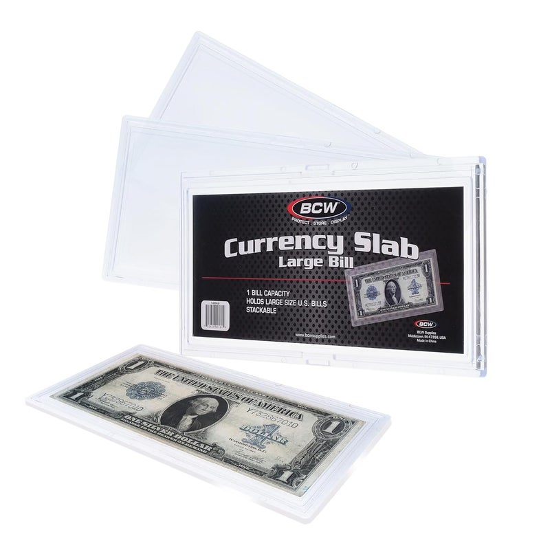 BCW Deluxe Large Bill Slab Currency Holder | Archival Quality | Crystal-Clear Hard Plastic Money Envelopes | Precision Fit Two-Piece Design | Excellent Dollar Bill Sleeves for Long-Term Storage - Image 1