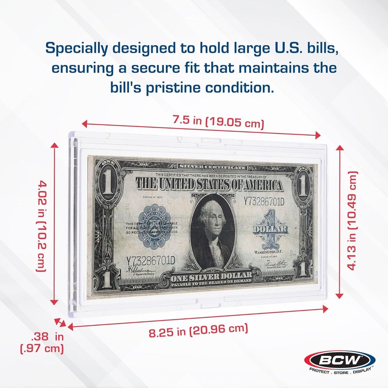 BCW Deluxe Large Bill Slab Currency Holder | Archival Quality | Crystal-Clear Hard Plastic Money Envelopes | Precision Fit Two-Piece Design | Excellent Dollar Bill Sleeves for Long-Term Storage - Image 3