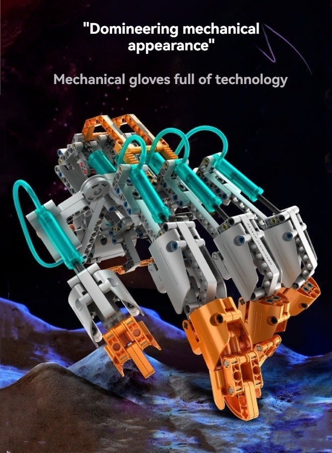 M MIAOYAN Hydraulic mechanical building blocks arm gloves building blocks boy plug-in assembly children's educational assembly toys  - Image 1