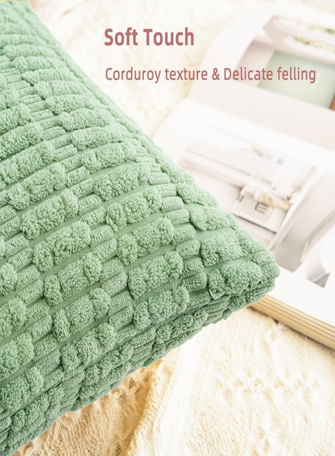 QUORGVES Decorative Light Green Pillow Covers 18x18 Inch Pack of 2 Light Green Throw Pillows for Couch Living Room Bed Bedroom Soft Decor Corduroy Square Throw Pillow Cover 18 x 18 Set of 2 - Image 5