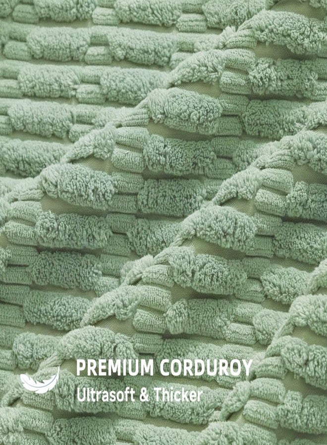 QUORGVES Decorative Light Green Pillow Covers 18x18 Inch Pack of 2 Light Green Throw Pillows for Couch Living Room Bed Bedroom Soft Decor Corduroy Square Throw Pillow Cover 18 x 18 Set of 2 - Image 3