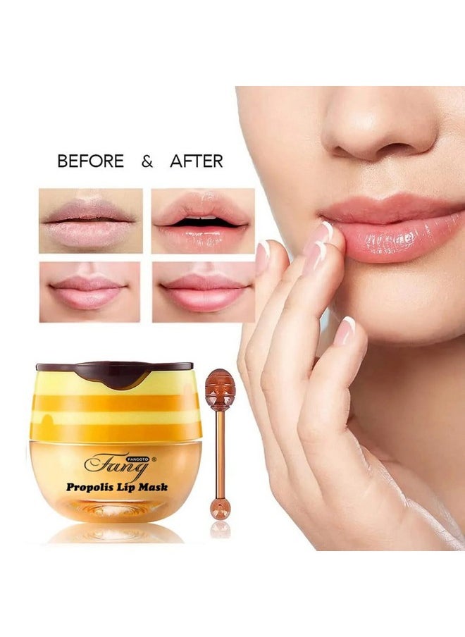wenfeng 4 PCS Bee Lip Balm Honey Pot,Lip Mask Propolis Moisturizing,Prevention Dry and Cracked Lip Scrubs Exfoliator Lip Wrinkle Skin Care Products (Honey & Strawberry & Watermelon & Apple Lime)  - Image 3