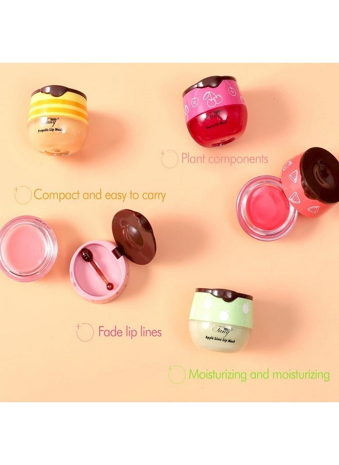 wenfeng 4 PCS Bee Lip Balm Honey Pot,Lip Mask Propolis Moisturizing,Prevention Dry and Cracked Lip Scrubs Exfoliator Lip Wrinkle Skin Care Products (Honey & Strawberry & Watermelon & Apple Lime)  - Image 5