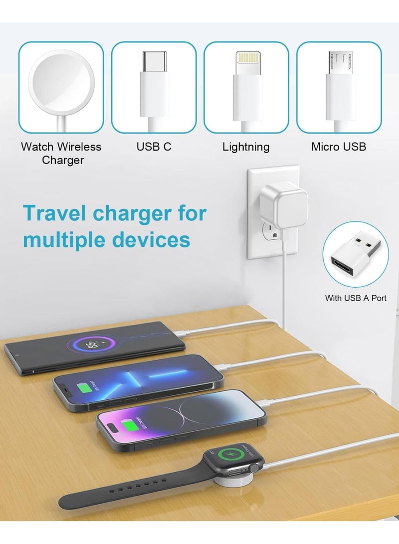 OSHIMA 4 in 2 Multi Charging Cable, Apple Watch Charger, for iPhone Charging, for iPhone 15/14/13/12/11,including USB-C, Lightning, and Apple Watch charger interfaces - Image 2