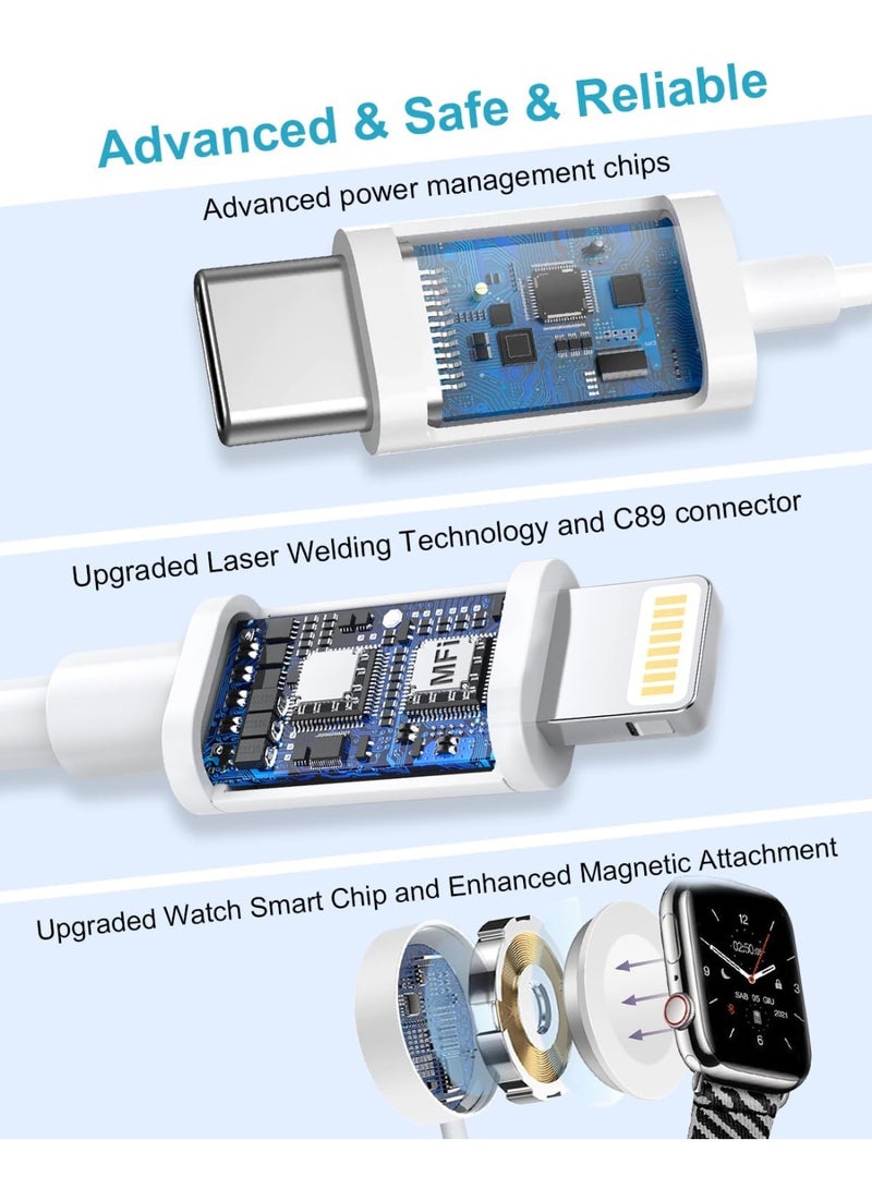 OSHIMA 4 in 2 Multi Charging Cable, Apple Watch Charger, for iPhone Charging, for iPhone 15/14/13/12/11,including USB-C, Lightning, and Apple Watch charger interfaces - Image 4