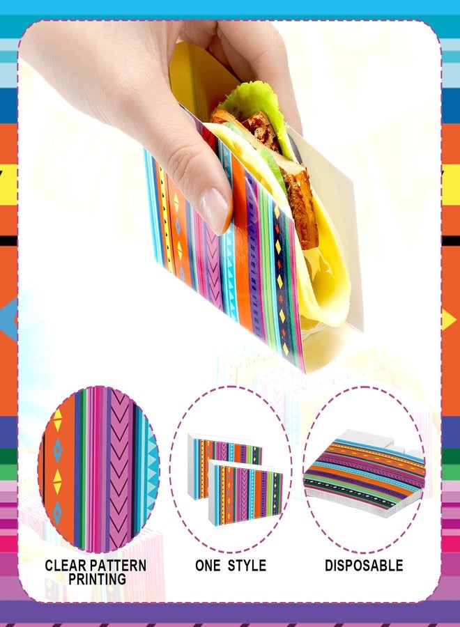 Ferrochef 50 Pcs Taco Nights Mexican Cinco De Mayo Party Taco Holder Mexican Nacho Popcorn Unassembled Trays Snack Disposable Paper Holder Carnival Party Food Container Stand Fiesta Parties Supply - Image 4