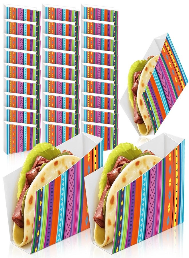 Ferrochef 50 Pcs Taco Nights Mexican Cinco De Mayo Party Taco Holder Mexican Nacho Popcorn Unassembled Trays Snack Disposable Paper Holder Carnival Party Food Container Stand Fiesta Parties Supply - Image 1