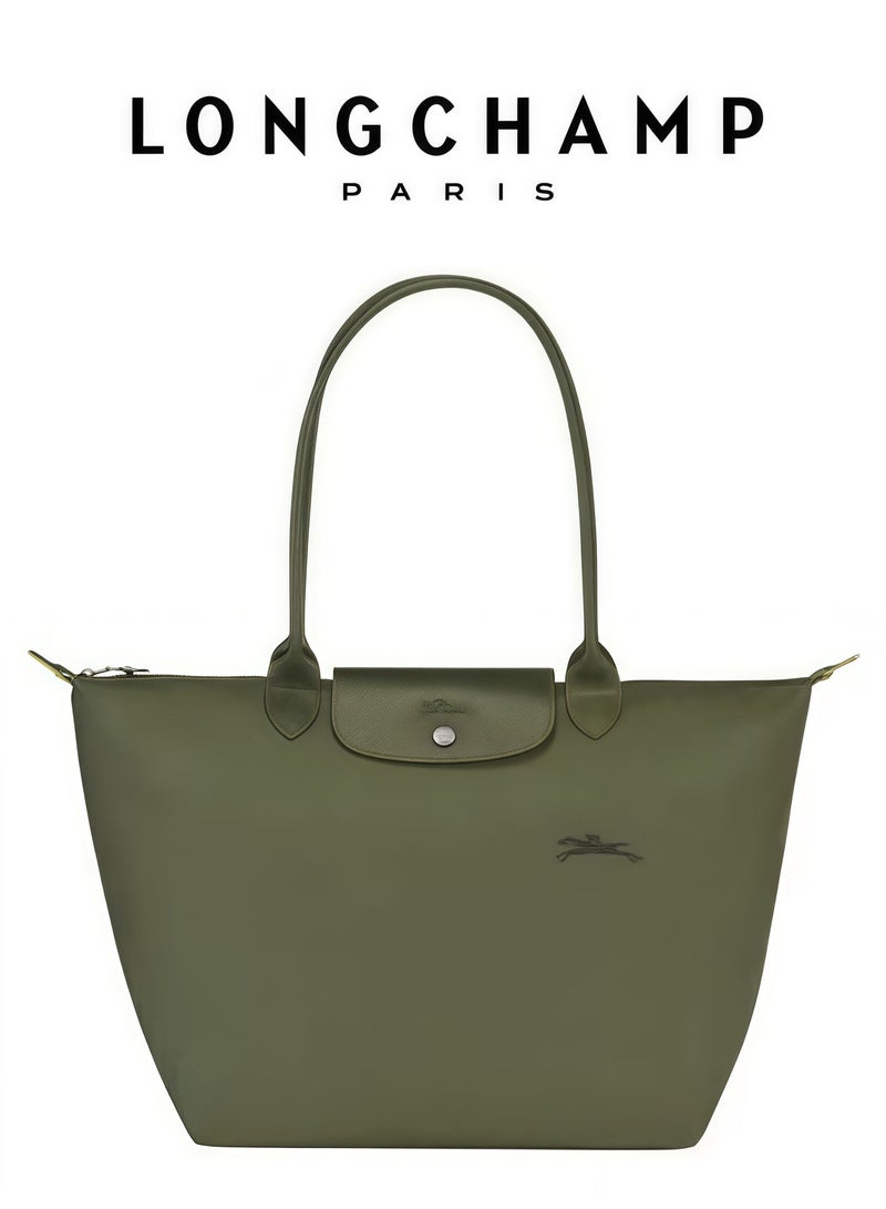 لونج شامب LE PLIAGE GREEN L حقيبة حمل غابة - قماش معاد تدويره حقيبة كتف نسائية - Image 1
