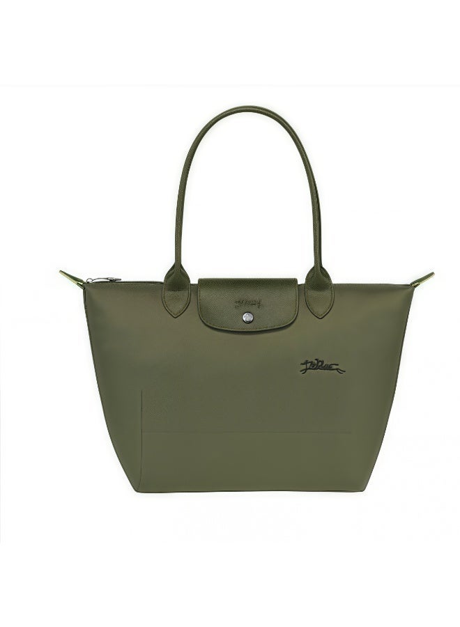 لونج شامب LE PLIAGE GREEN L حقيبة حمل غابة - قماش معاد تدويره حقيبة كتف نسائية - Image 2