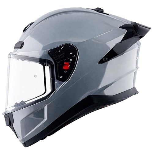Axor Saber ISI ECE and DOT Certified Gloss Finish Full Face Helmet for Men with Pinlock Fitted Clear Visor -Nardo Grey-XL - Image 1