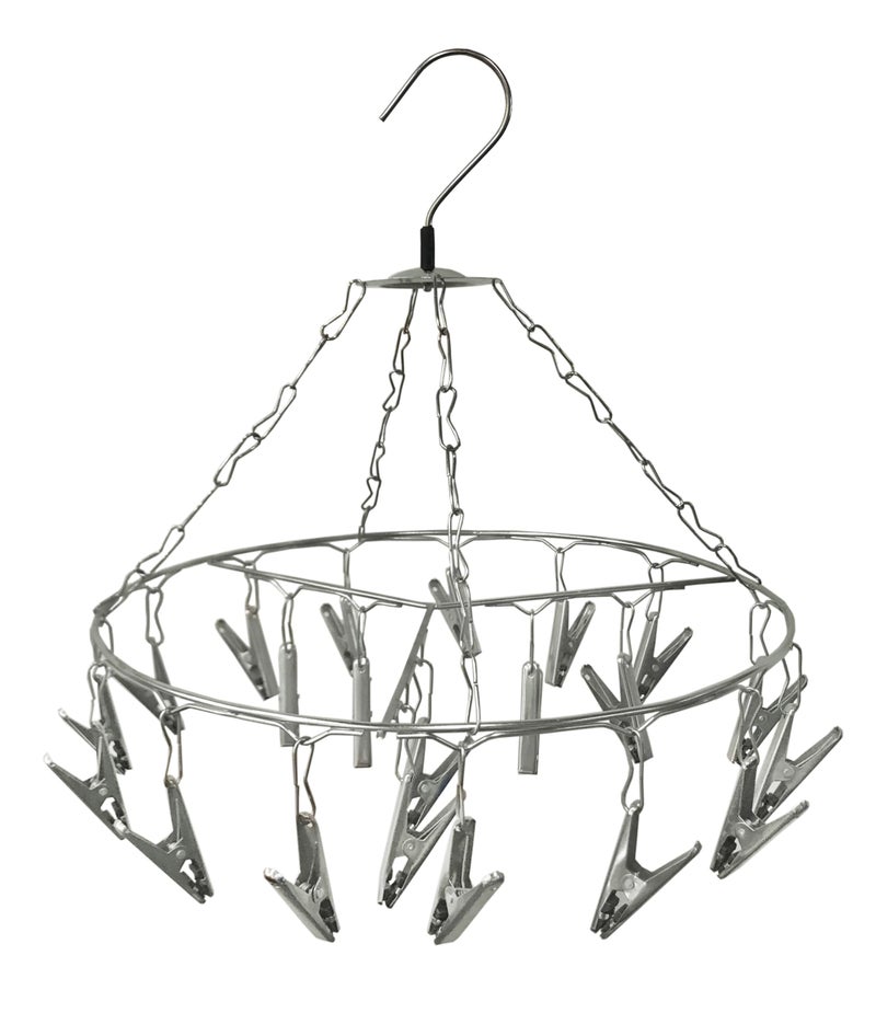 Synergy 24 Clips Stainless Steel Round Cloth Hanger/Clothes Stand for Drying/Clothes Drying Stand/Hanger with Clips/Baby Clothes Dryer/Undergarments Hanger/Stand for Drying Clothes (SY-CS17) - Image 1