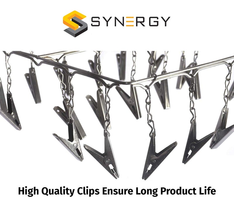 Synergy 24 Clips Stainless Steel Round Cloth Hanger/Clothes Stand for Drying/Clothes Drying Stand/Hanger with Clips/Baby Clothes Dryer/Undergarments Hanger/Stand for Drying Clothes (SY-CS17) - Image 5