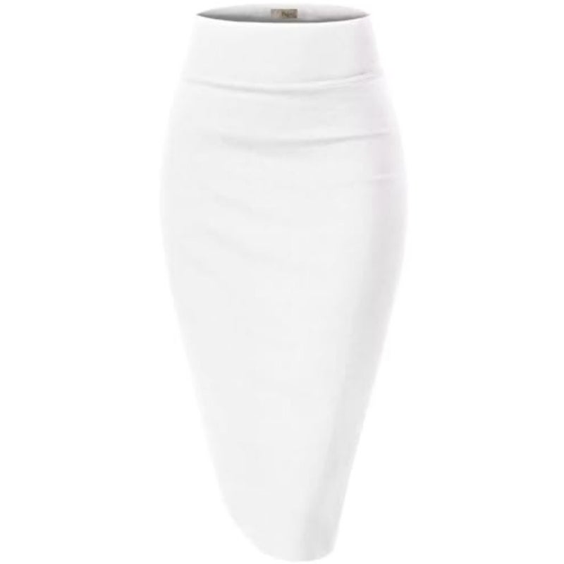 HandC Women Premium Nylon Ponte Stretch Office Pencil Skirt High Waist Made in The USA Below Knee - Image 1