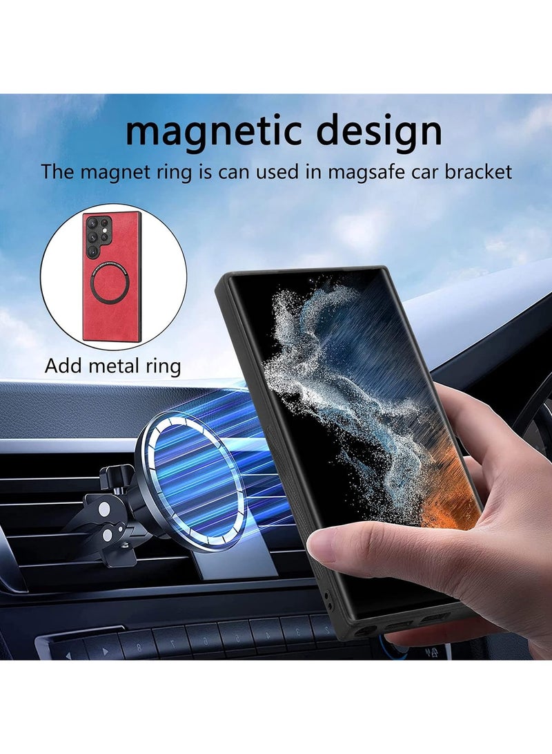 Case Compatible with Samsung Galaxy S24 Ultra Back Protective Case, Pure Color Lightweight Magnetic PU Leather Case for Samsung Galaxy S24 Ultra - Image 3