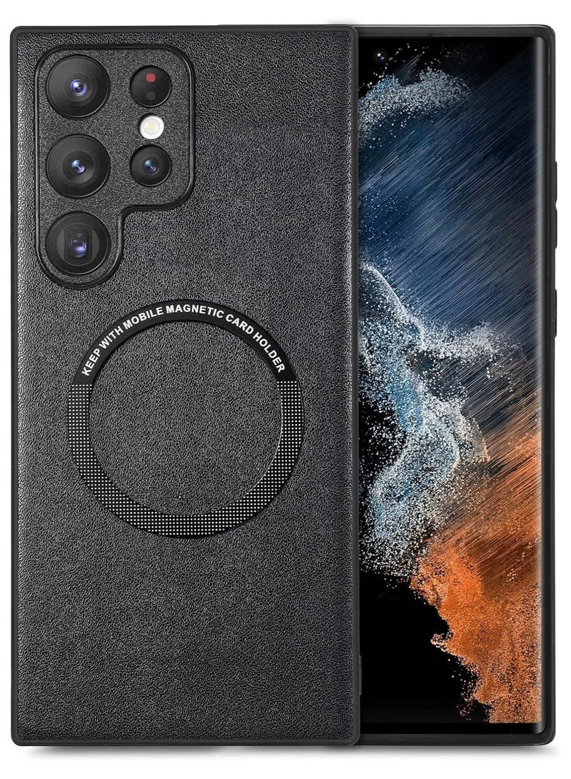 Case Compatible with Samsung Galaxy S24 Ultra Back Protective Case, Pure Color Lightweight Magnetic PU Leather Case for Samsung Galaxy S24 Ultra - Image 1