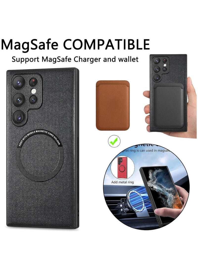Case Compatible with Samsung Galaxy S24 Ultra Back Protective Case, Pure Color Lightweight Magnetic PU Leather Case for Samsung Galaxy S24 Ultra - Image 5