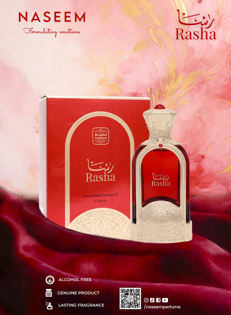 Naseem Rasha Attar Perfume Oil – 18ml Roll-On Fragrance – Fruity Floral Scent with Rose, Jasmine & Musk – Alcohol-Free Arabian Perfume, Long-Lasting Scent  - Image 2