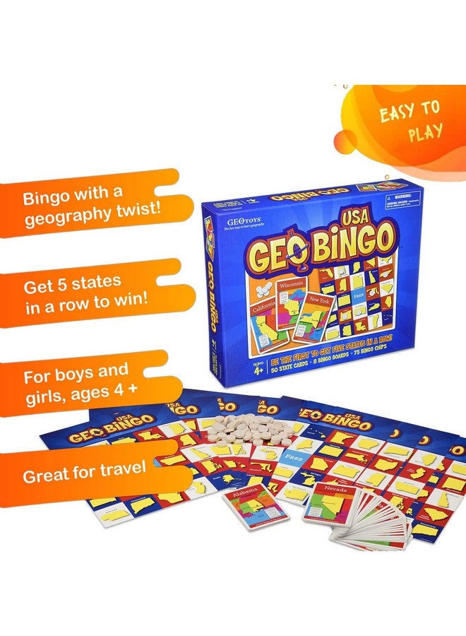GeoToys GeoBingo, USA Bingo for Kids, Geography Game for Home, School or Camp - Fun Bingo Games for Family, Play & Learn States and Capitals of the USA, Bingo Game for Kids Ages 4 and Up - Image 3