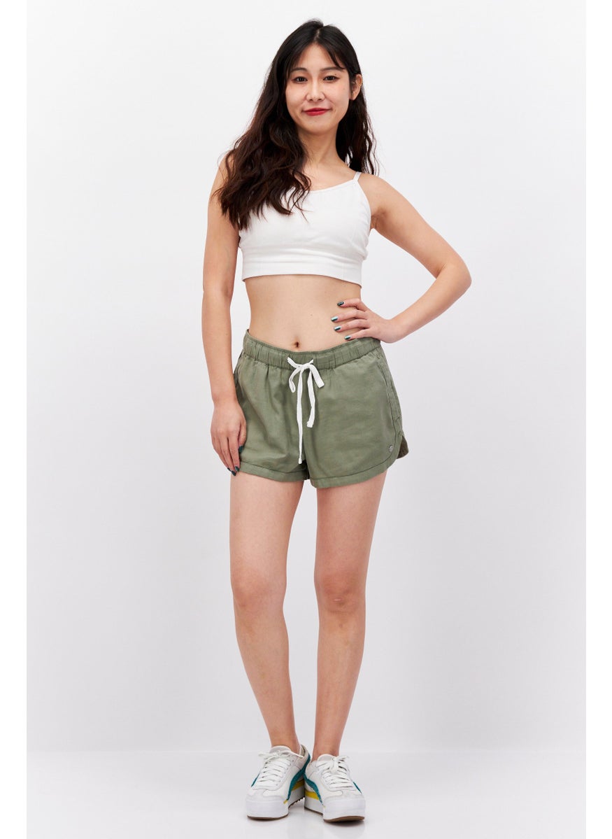 Roxy - Women Solid Basic Shorts, Green - Image 1