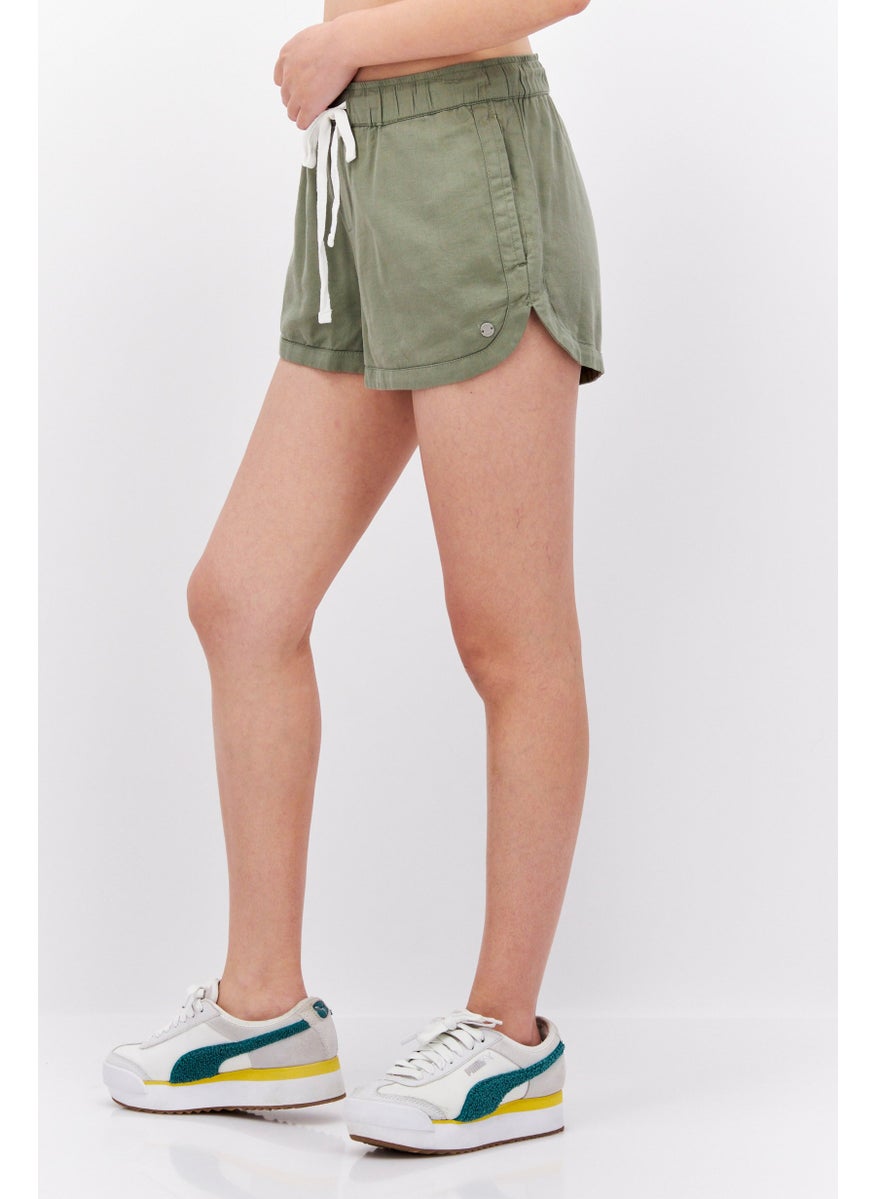 Roxy - Women Solid Basic Shorts, Green - Image 1