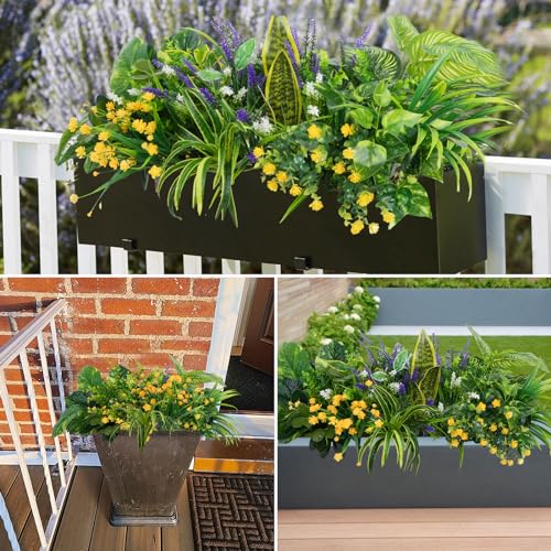 GTIDEA 19 Bundles Outdoor Faux Plants, Artificial Plants & Flowers UV Resistant Fake Plastic Leaves Greenery Stems for Outside Window Box Hanging Baskets Garden Patio Front Porch Decor - Image 3