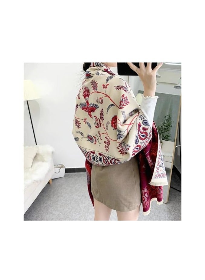 اوشحة للنساء، شالات باشمينا ناعمة متعددة الاستخدامات، شال بطانية، اوشحة كبيرة للنساء، شال لف للارتداء في المساء والبطانية، رداء بونشو مفتوح من الامام - Image 2