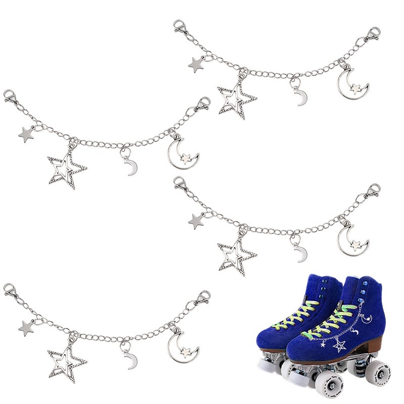 2sets Brass Shoes Chain with Star Moon Alloy & Stainless Steel Pendants and Alloy Lobster Claw Clasps 120mm 2pcs/set - Image 1