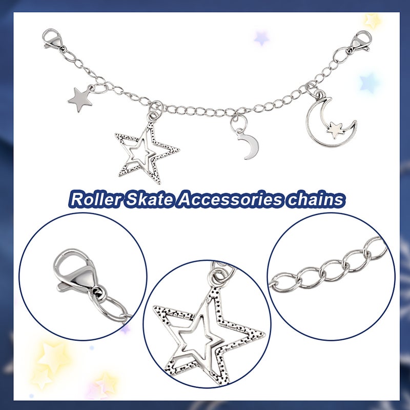 2sets Brass Shoes Chain with Star Moon Alloy & Stainless Steel Pendants and Alloy Lobster Claw Clasps 120mm 2pcs/set - Image 4