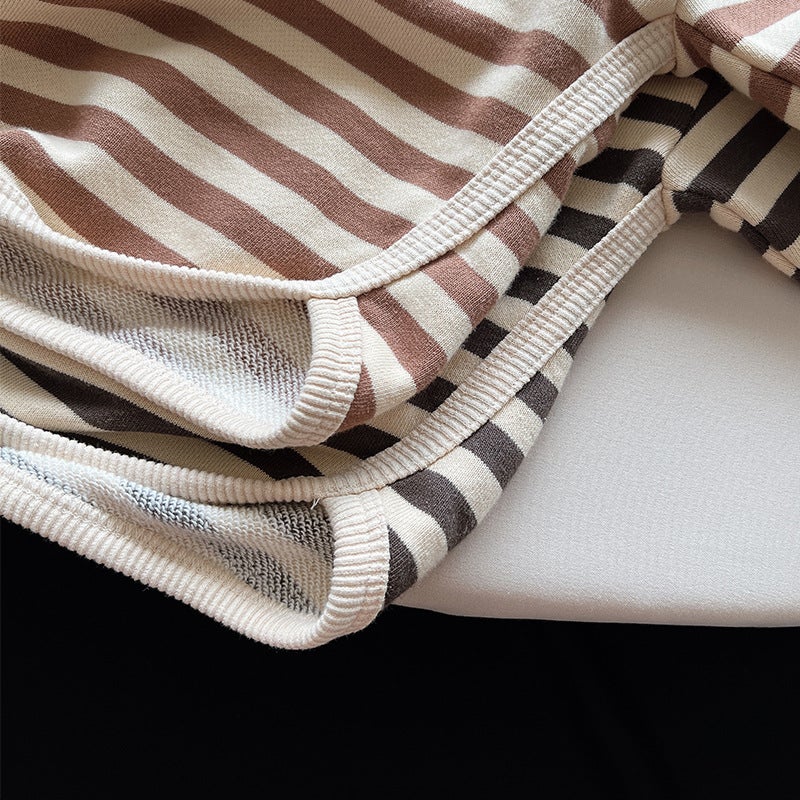 Children's Striped T-Shirt ~ Autumn New Boys and Girls Casual Joker Base Shirt Children's Treasure Korean Mori Fashion Children's Wear - Image 5