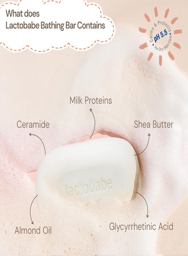 APPLE THERAPEUTICS Lactobabe Bathing Bar 75g x 2 | pH 5.5 Moisturizing Bar for Baby’s Sensitive Skin | Gentle Cleansing Skin Friendly 100% Soap Free Pediatrician Recommended | Almond oil & Milk Proteins | Pack of 2 - Image 3