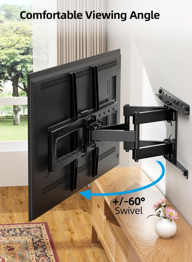 ELTRAZONE Swivel TV Wall Bracket for 32"-75" TVs – Full Motion TV Mount with ±60° Swivel, 5°/-15° Tilt, Max VESA 600x400mm, Load Capacity 132lbs/60kg, 15.2"/38.6cm Extendable Reach, HV6601 - Image 4