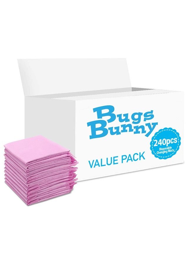 Bugs Bunny Disposable Changing Mats, 240 Counts, Soft Waterproof Mat, Portable Leak Proof Changing Mat, New Mom Leak-Proof Under pad, Mattress Table Protector Pad