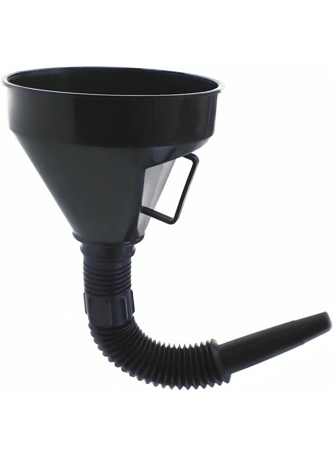 Biella Plastic Large Funnels Wide Mouth With Strainer - Oil Funnel Automotive Flexible With Hose For Cars And Motorcycles, Engine Oil, Liquid, Diesel, Kerosene And Gasoline (Black, Pack Of 1)  - Image 1