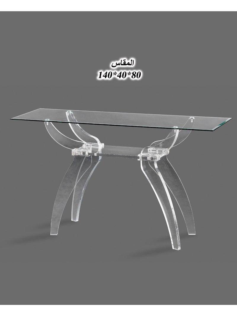Living Acrylic Console Table with Glass Top 140*40*80 CM