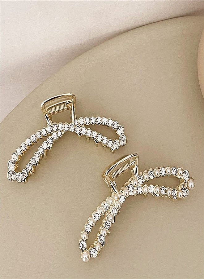 Sinide Pearl Rhinestone Hair Clips, Sinide 3 Pack Large Crystal Gold Metal Hair Catch Barrette Jaw Clamp Non-Slip French Hair Claws Strong Hold Hair Accessories for Women, Lady, Girls - Image 4