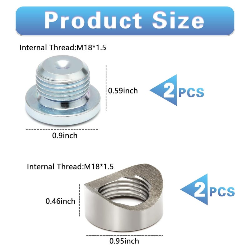 LEDAUT M18X1.5 Bung and Plug Notched Style (2 Bungs/ 2 Plugs) Notched Style Fitting Bungs M18X1.5 - Image 2